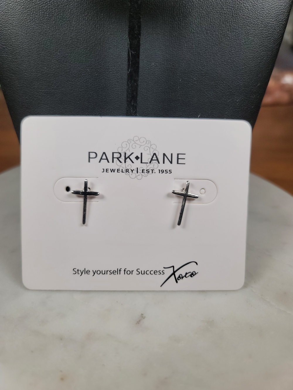 Park Lane Silver Cross Stud Earrings - Minimalist Cross